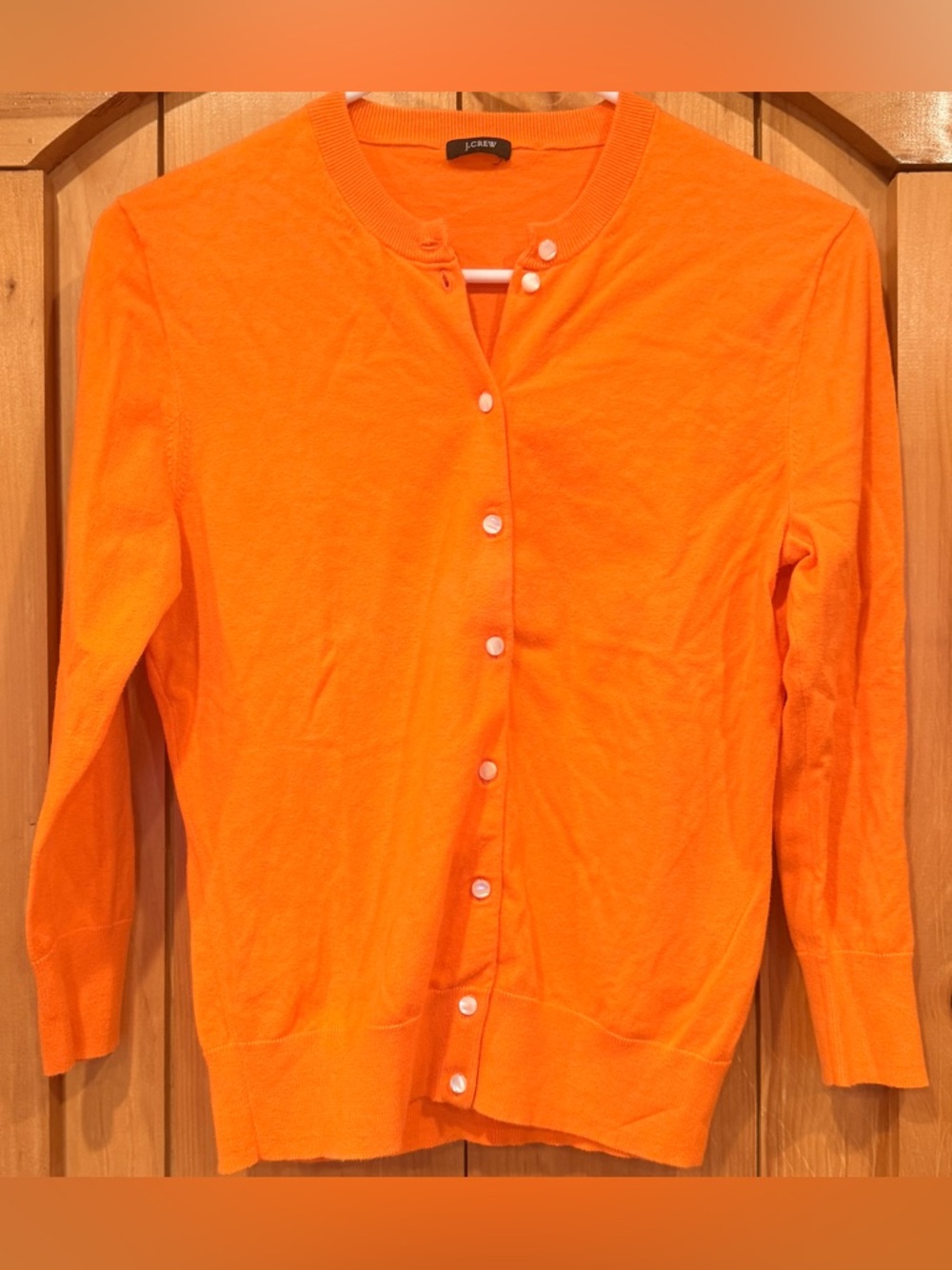 J. Crew Bright Orange Button-Front Crewneck Cardigan